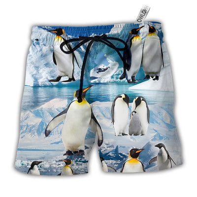 Beach Short / Adults / S Penguins Cute Style In Snow - Beach Short - Owls Matrix LTD
