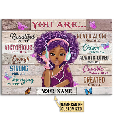 12x18 Inch Black Woman You Are Beautiful Black Personalized - Horizontal Poster - Owls Matrix LTD