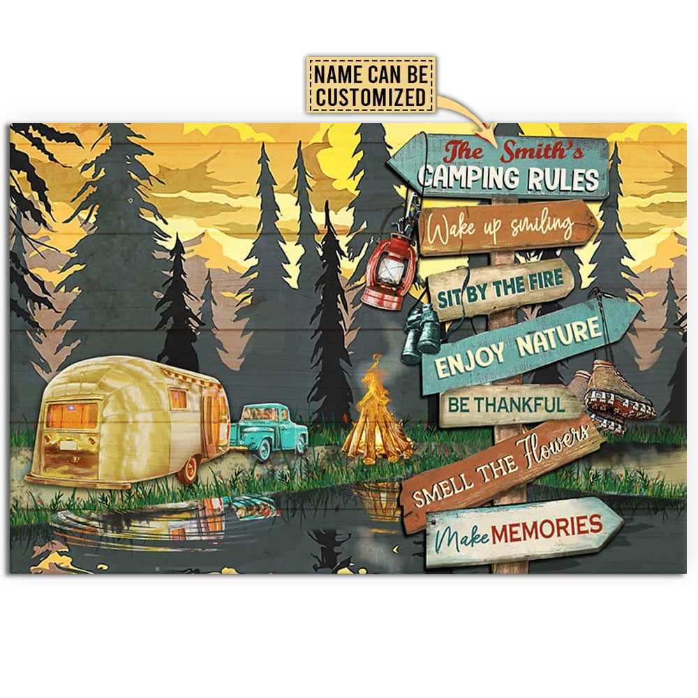 12x18 Inch Camping Wake Up Smiling Sit By The Fire Personalized - Horizontal Poster - Owls Matrix LTD