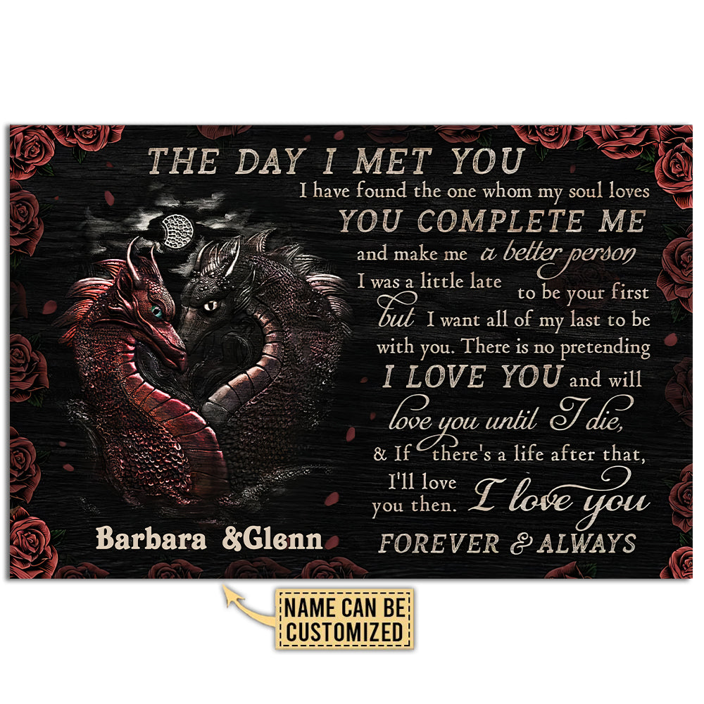 12x18 Inch Dragon The Day I Met You Personalized - Horizontal Poster - Owls Matrix LTD