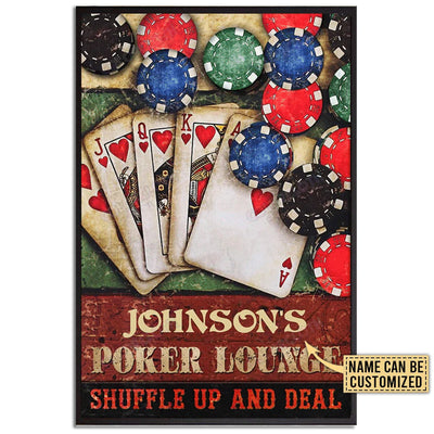 12x18 Inch Poker Lounge Shuffle Up And Deal Personalized - Vertical Poster - Owls Matrix LTD