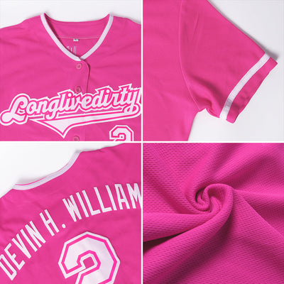 Custom Pink White-Light Blue Authentic Baseball Jersey - Owls Matrix LTD