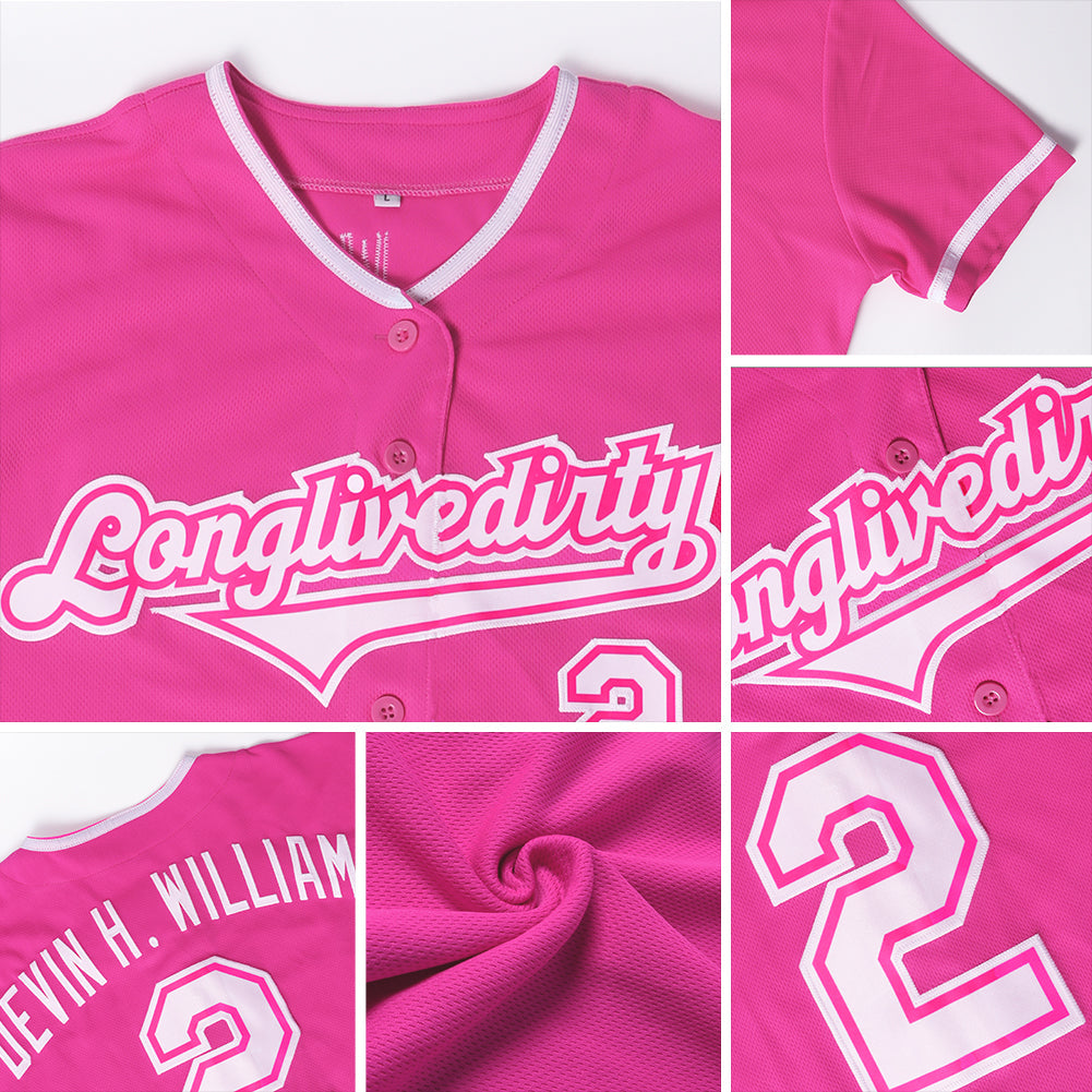 Custom Pink White-Kelly Green Authentic Baseball Jersey - Owls Matrix LTD