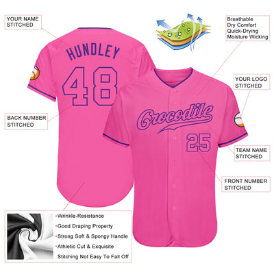Custom Pink Pink-Purple Authentic Baseball Jersey - Owls Matrix LTD