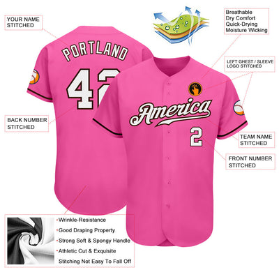 Custom Pink White-Brown Authentic Baseball Jersey - Owls Matrix LTD