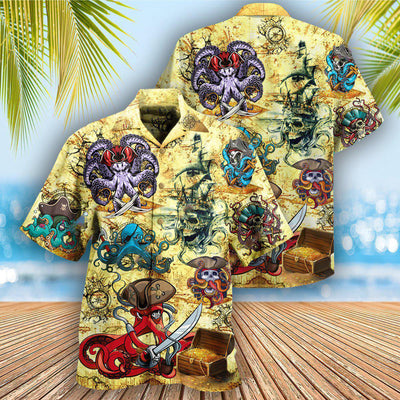 Octopus Pirate Funny - Hawaiian Shirt - Owls Matrix LTD