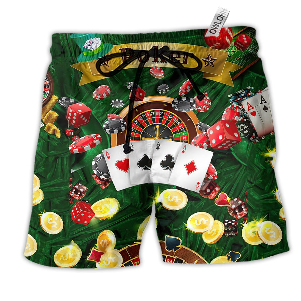 Beach Short / Adults / S Poker Gambling Born To Play Poker Forced To Work - Beach Short - Owls Matrix LTD