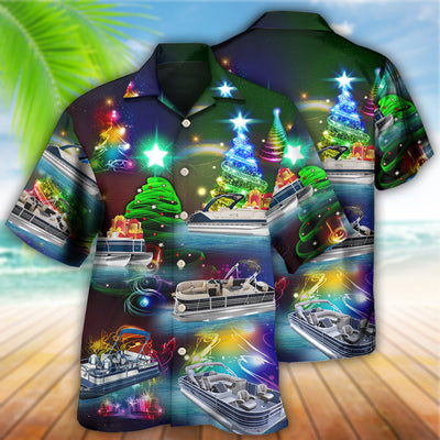Pontoon Christmas Tree - Hawaiian Shirt - Owls Matrix LTD