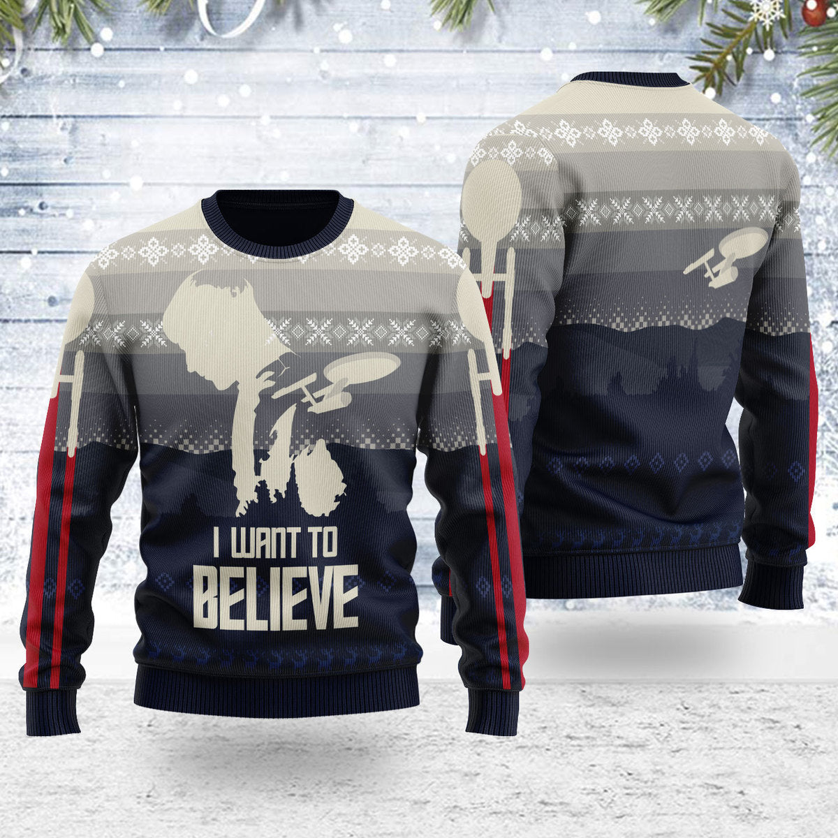 Star Trek I Want To Believe Christmas - Sweater - Ugly Christmas Sweater