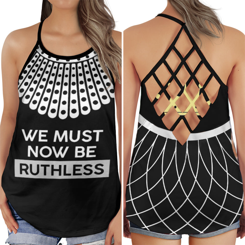 S RBG Fight For Thing You Care We Must Now Be - Cross Open Back Tank Top - Owls Matrix LTD