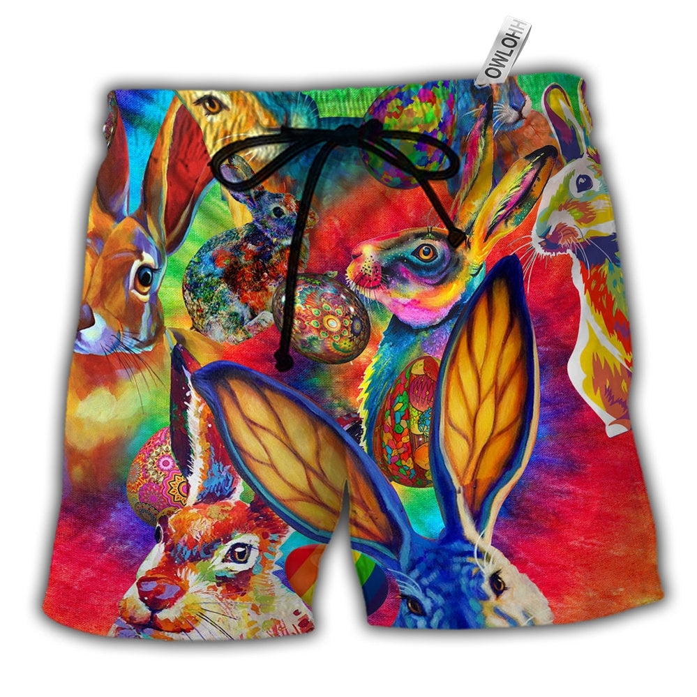 Beach Short / Adults / S Rabbit Egg Colorful Style - Beach Short - Owls Matrix LTD