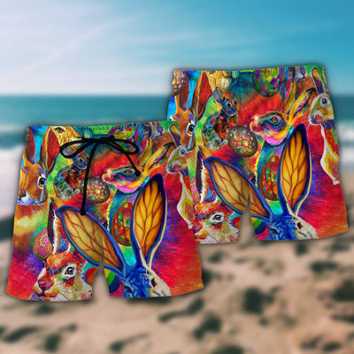 Rabbit Egg Colorful Style - Beach Short - Owls Matrix LTD