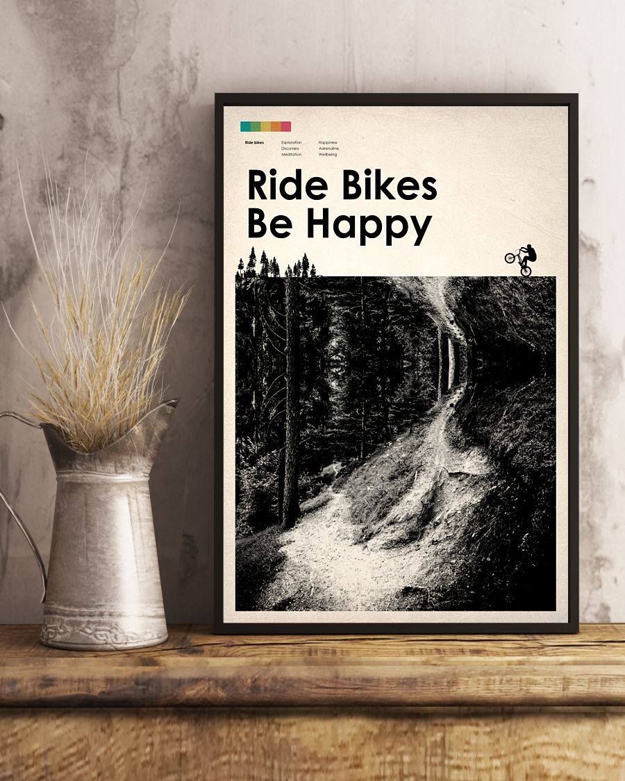Bike Ride Bikes Be Happy - Vertical Poster - Owls Matrix LTD