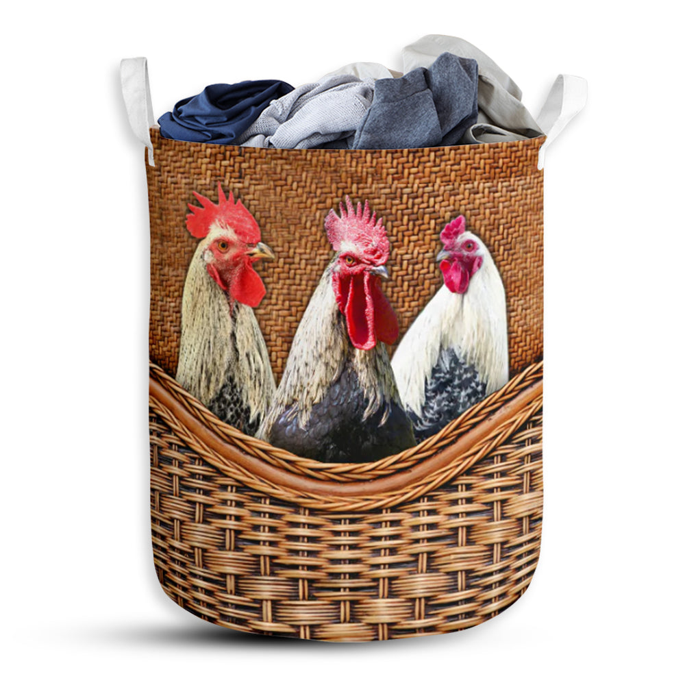 Rooster Rattan Teaxture Cute Style - Laundry Basket - Owls Matrix LTD