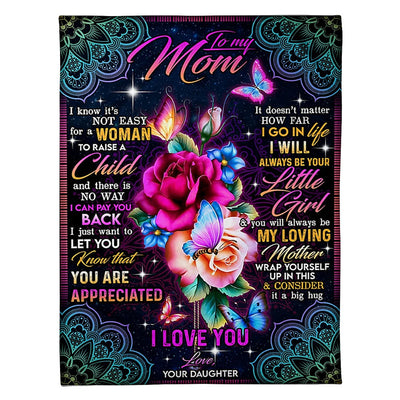 50" x 60" Rose I Love You With All My Heart My Loving Mother - Flannel Blanket - Owls Matrix LTD