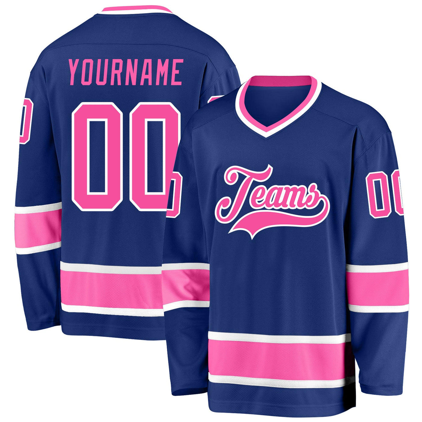 Custom Royal Pink-White Hockey Jersey