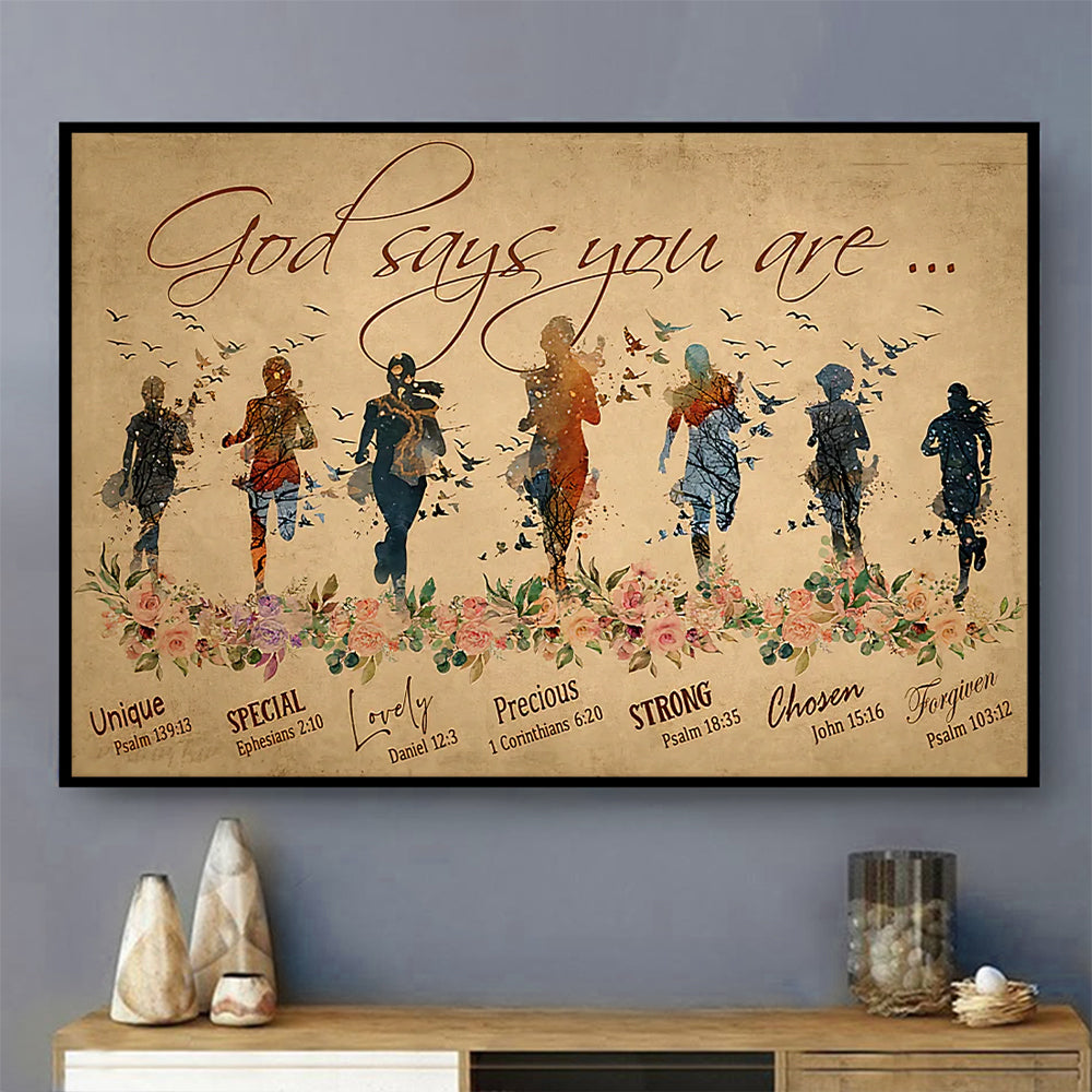 Running God Says You Are Running Woman - Horizontal Poster - Owls Matrix LTD