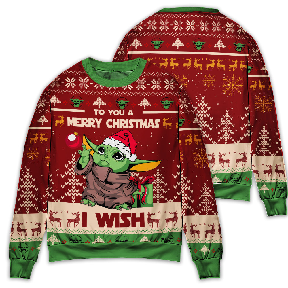 Christmas Star Wars Baby Yoda Merry Christmas - Sweater - Ugly Christmas Sweaters