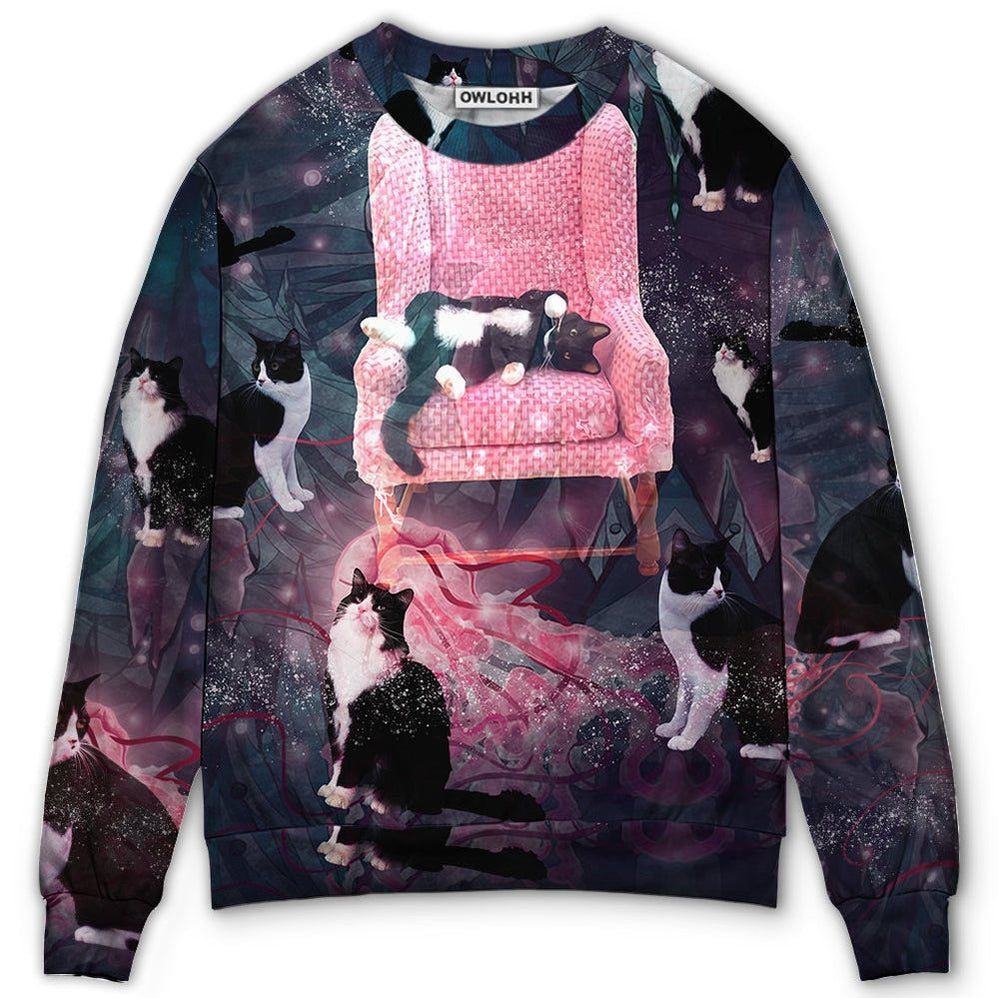 Sweater / S Cat On The Pink Chair So Lovely - Sweater - Ugly Christmas Sweaters - Owls Matrix LTD