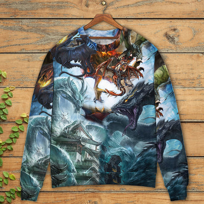 Dragon Battle Of Gods - Sweater - Ugly Christmas Sweaters - Owls Matrix LTD