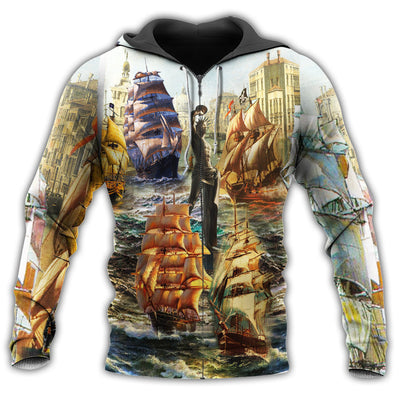 Zip Hoodie / S Sail Away And Enjoy Your Own Colorful - Hoodie - Owls Matrix LTD
