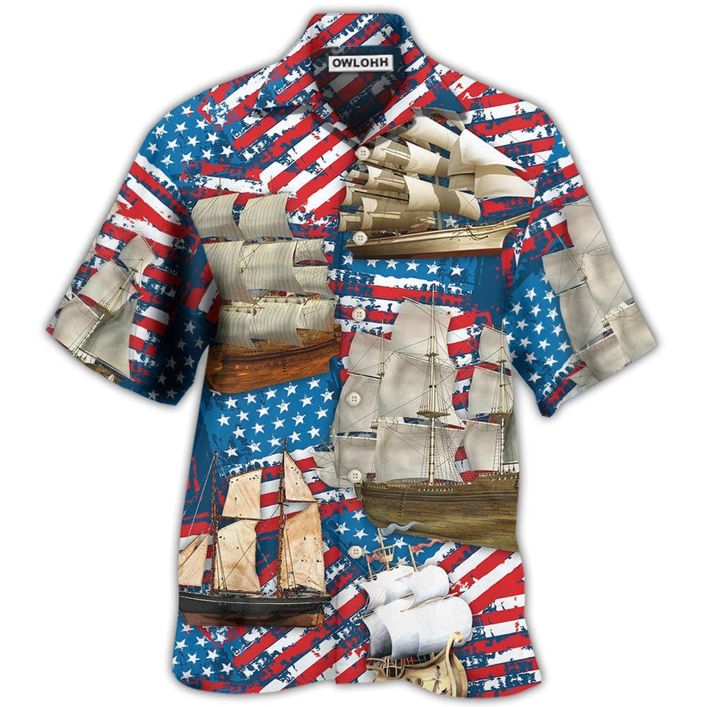 Hawaiian Shirt / Adults / S Sailing America Independence Day - Hawaiian Shirt - Owls Matrix LTD