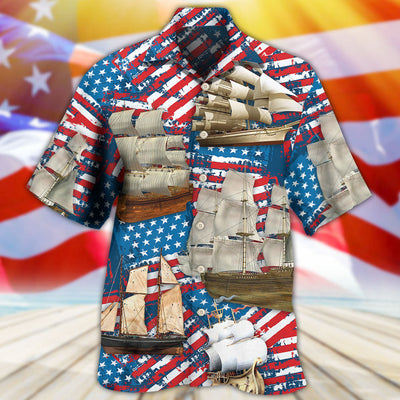 Sailing America Independence Day - Hawaiian Shirt - Owls Matrix LTD