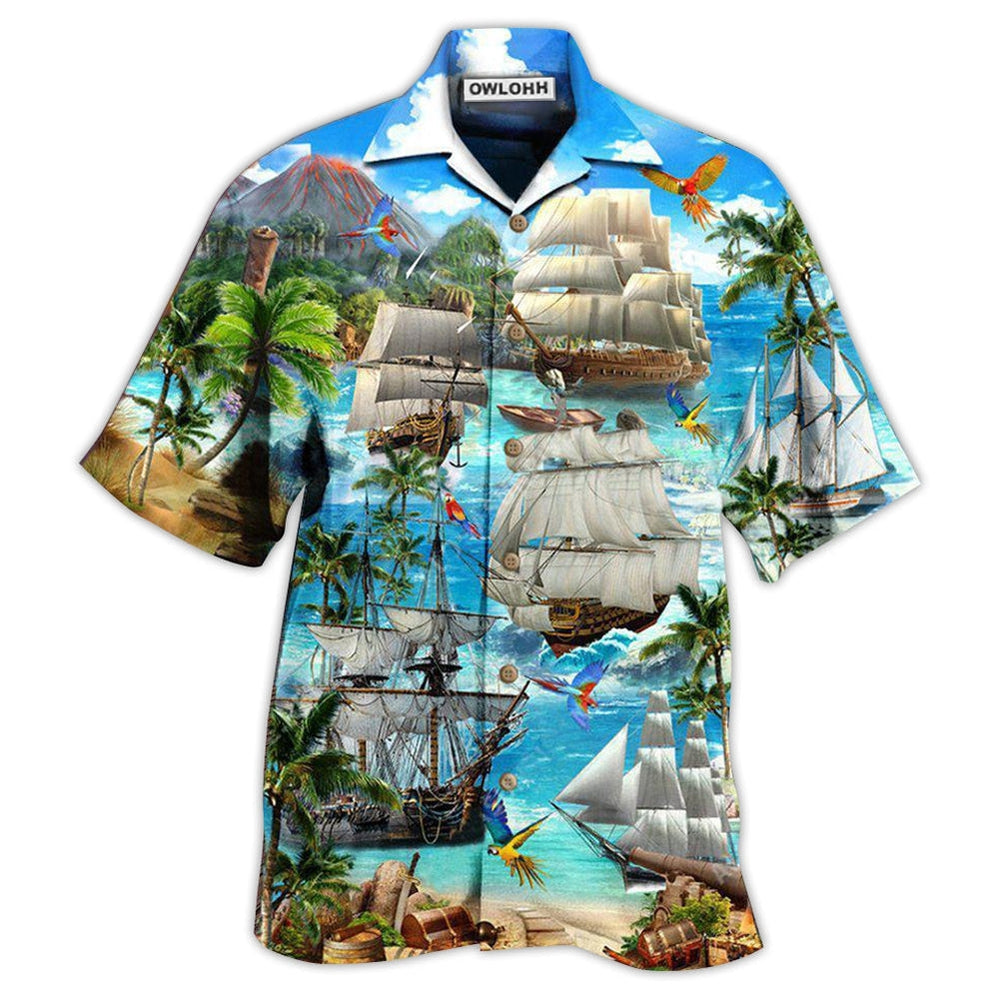 Hawaiian Shirt / Adults / S Sailing Ship In The Sea - Hawaiian Shirt - Owls Matrix LTD