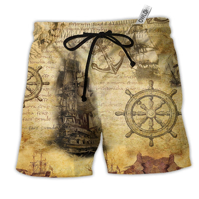 Beach Short / Adults / S Sailing Ship Into The Sea To Find Your Soul - Beach Short - Owls Matrix LTD
