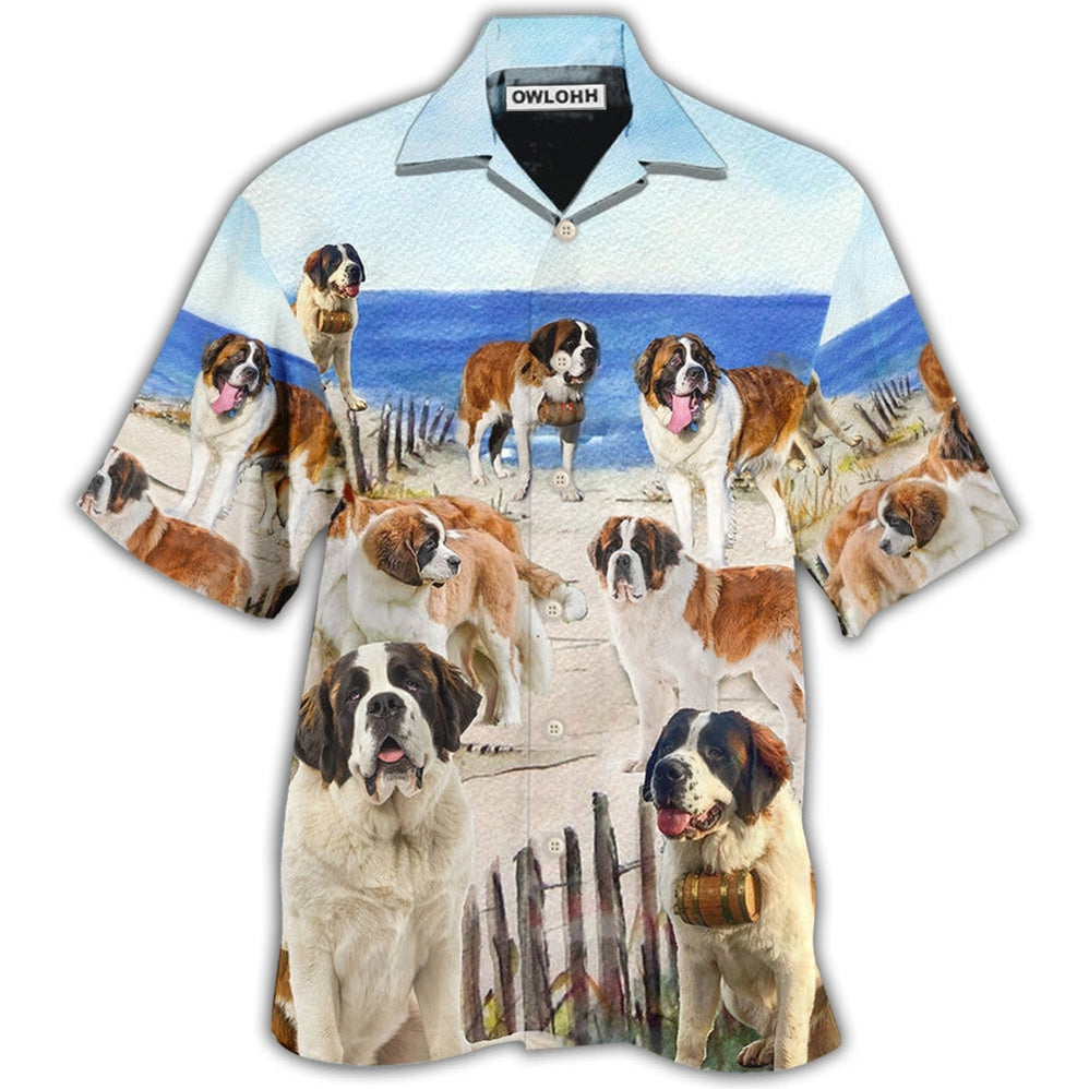Hawaiian Shirt / Adults / S Saint Bernard Dog Funny Beach Style - Hawaiian Shirt - Owls Matrix LTD