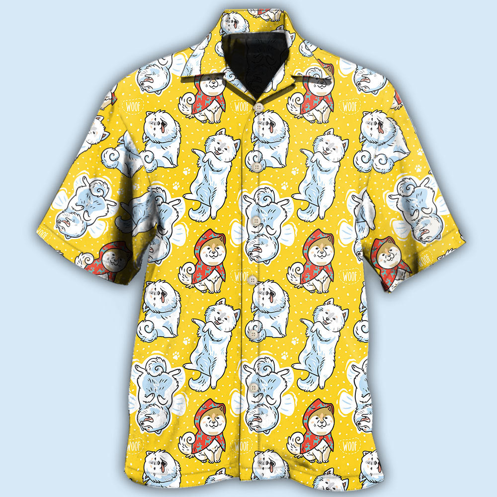 Samoyed Dog Yellow Lover - Hawaiian Shirt - Owls Matrix LTD