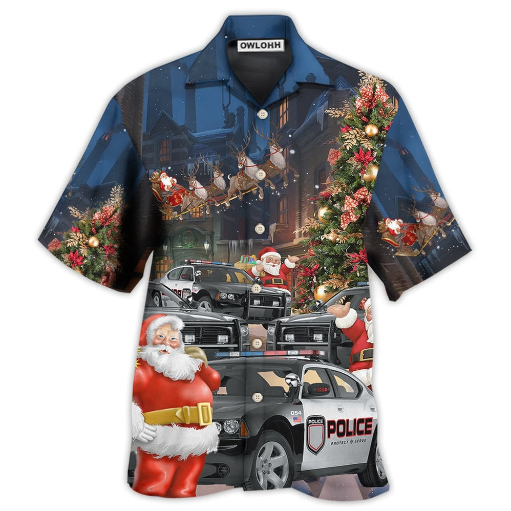 Hawaiian Shirt / Adults / S Police Car Santa Merry Christmas - Hawaiian Shirt - Owls Matrix LTD