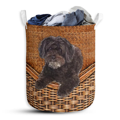 Schnoodle Dog Rattan Teaxture - Laundry Basket - Owls Matrix LTD