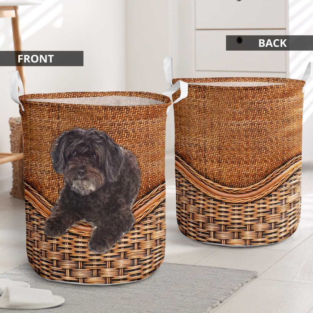 Schnoodle Dog Rattan Teaxture - Laundry Basket - Owls Matrix LTD