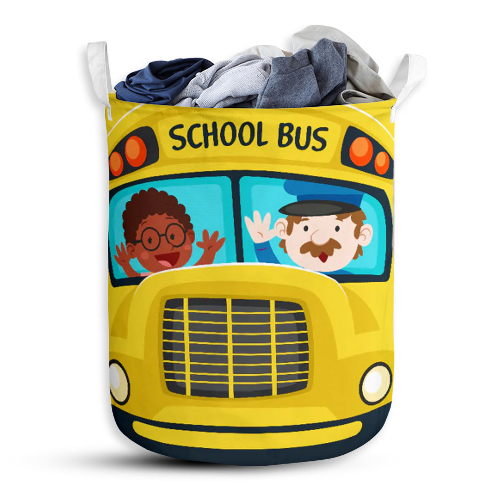 School Bus Happy Day - Laundry Basket - Owls Matrix LTD