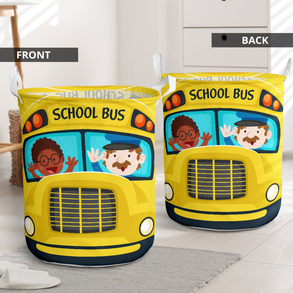 School Bus Happy Day - Laundry Basket - Owls Matrix LTD