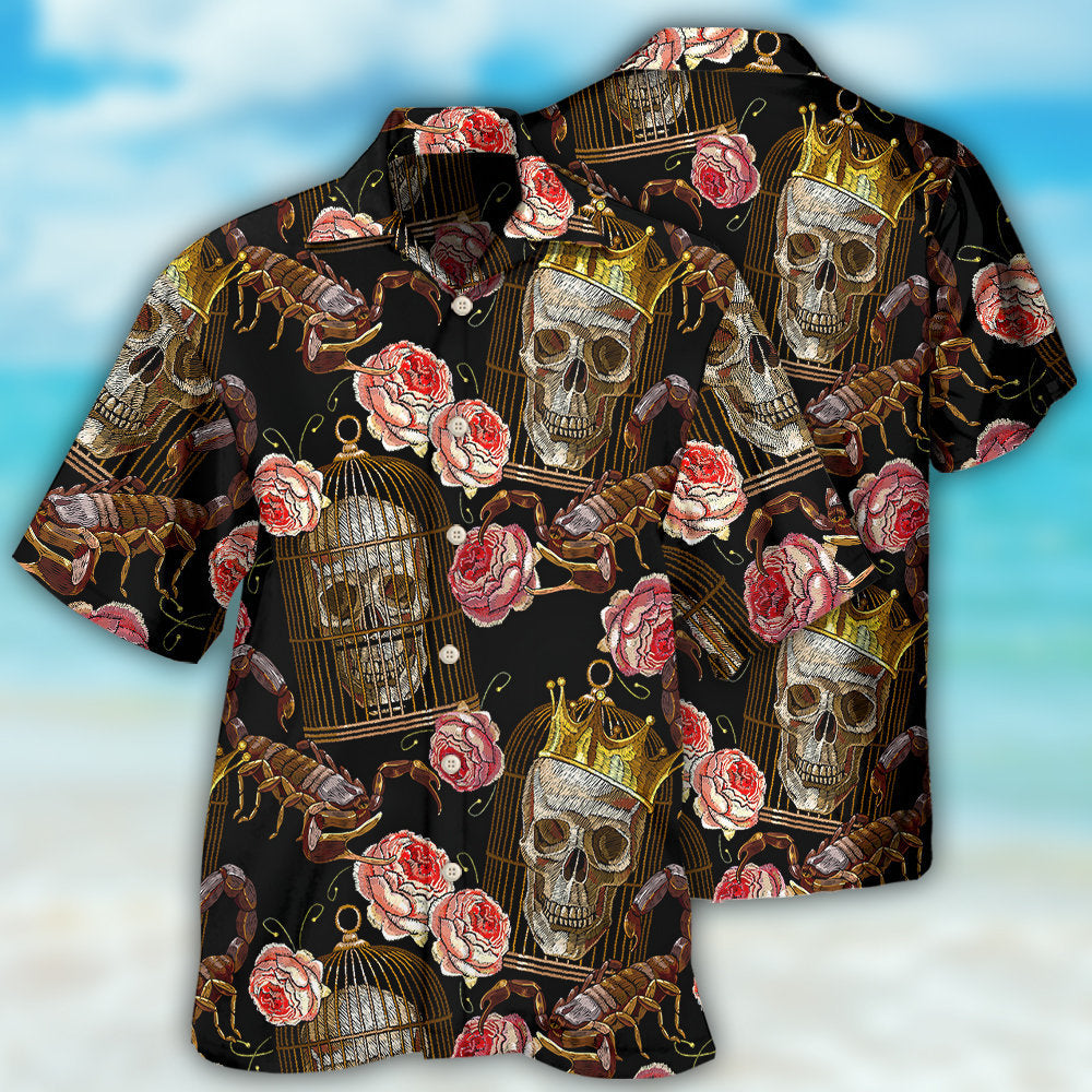 Skull And Scorpion - Hawaiian Shirt - Owls Matrix LTD