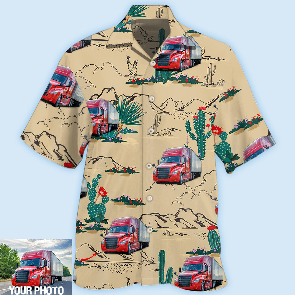 Truck Semi-Trailer Cactus Truck Desert Custom Photo - Hawaiian Shirt - Owls Matrix LTD