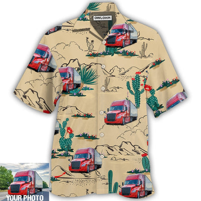 Hawaiian Shirt / Adults / S Truck Semi-Trailer Cactus Truck Desert Custom Photo - Hawaiian Shirt - Owls Matrix LTD
