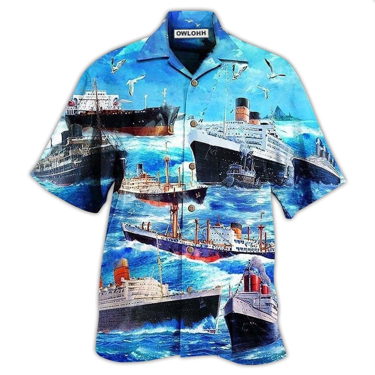 Hawaiian Shirt / Adults / S Ship Love Ocean And Sky - Hawaiian Shirt - Owls Matrix LTD