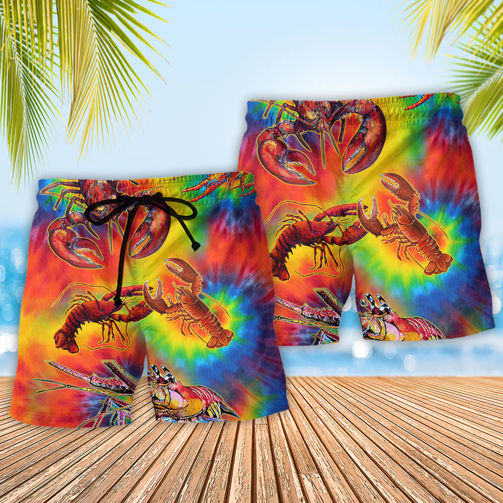 Shrimp Red Love Rainbow Colorful - Beach Short - Owls Matrix LTD