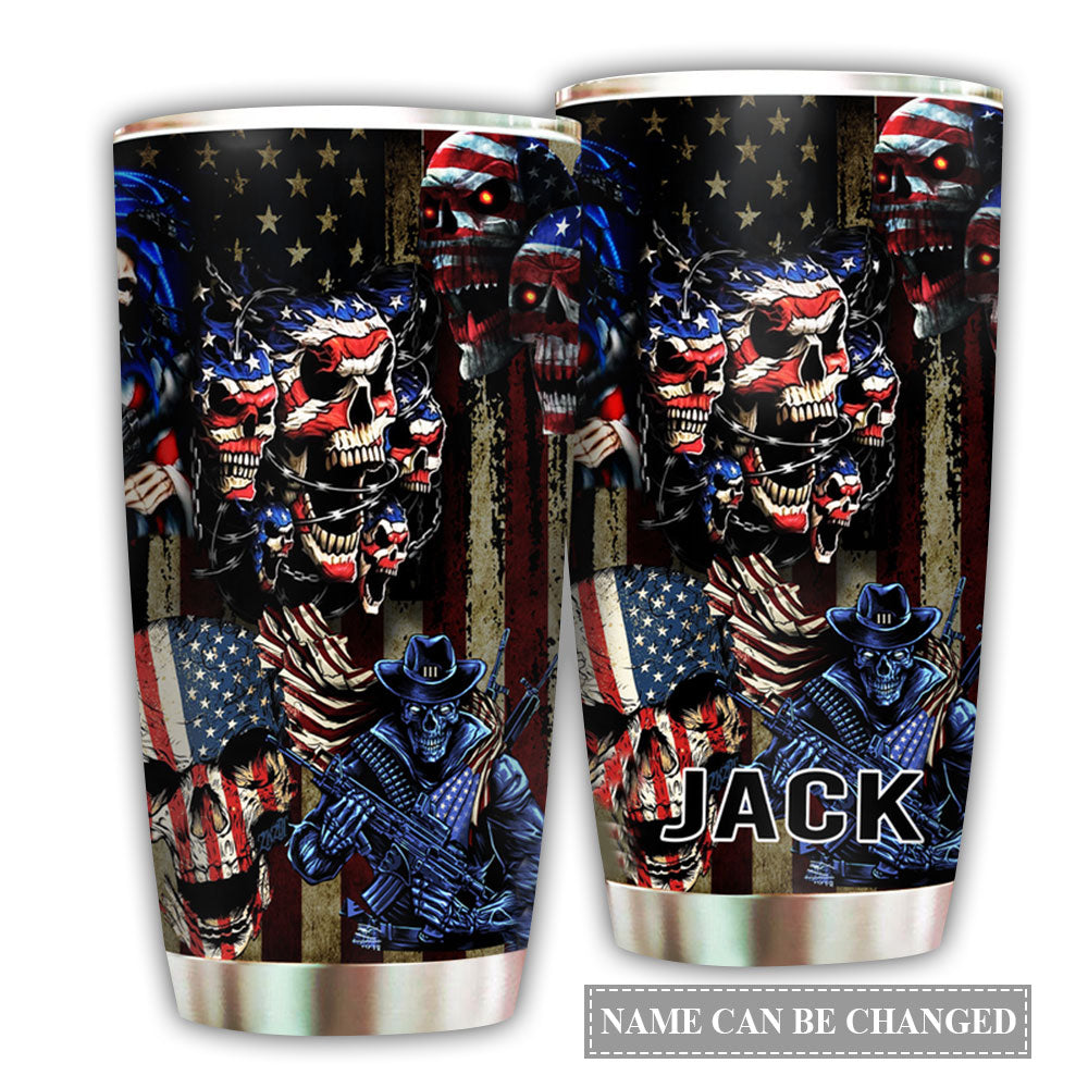 20OZ America Skull Personalized - Tumbler - Owls Matrix LTD