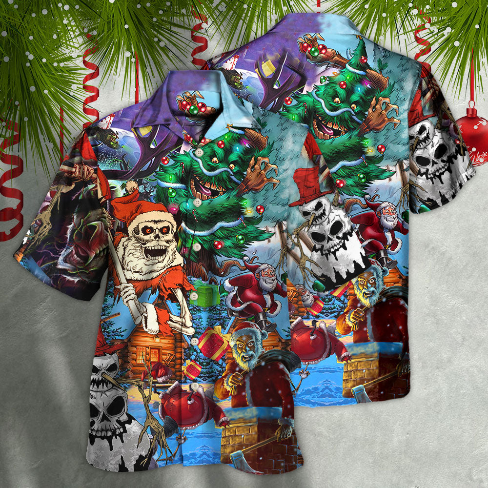 Skull And Christmas Scary Style - Hawaiian Shirt - Owls Matrix LTD