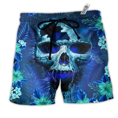 Beach Short / Adults / S Skull Blue Hello Summer Cool - Beach Short - Owls Matrix LTD