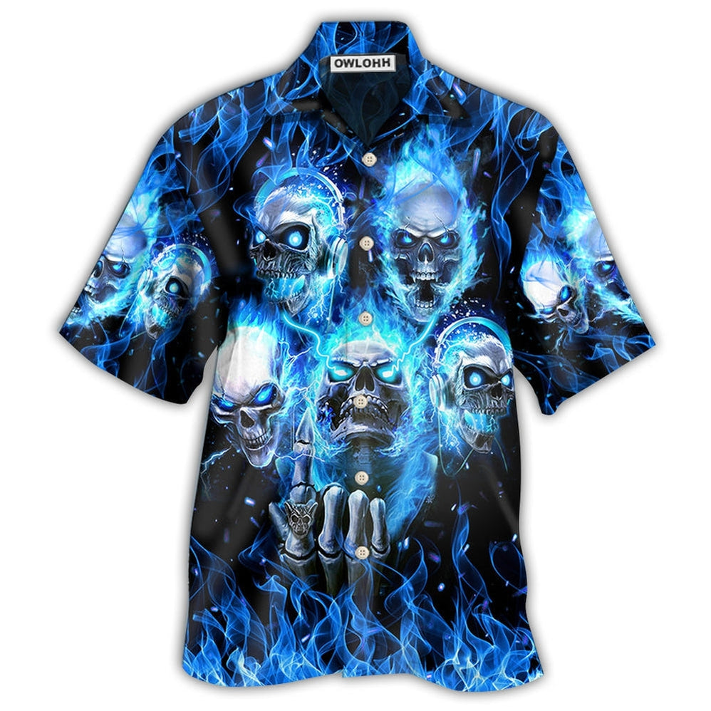 Hawaiian Shirt / Adults / S Skull Blue Skull Angry Style - Hawaiian Shirt - Owls Matrix LTD