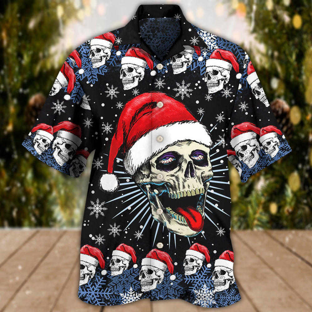 Skull Christmas On The Naughty Listand I Regret Nothing - Hawaiian Shirt - Owls Matrix LTD