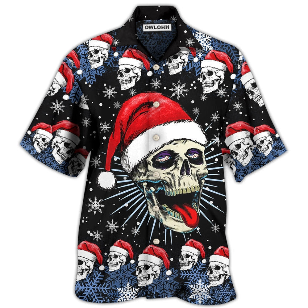 Skull Christmas On The Naughty Listand I Regret Nothing - Hawaiian Shirt - Owls Matrix LTD