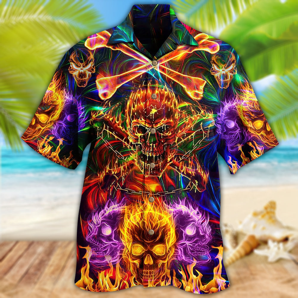 Skull Fire Angry - Hawaiian Shirt - Owls Matrix LTD
