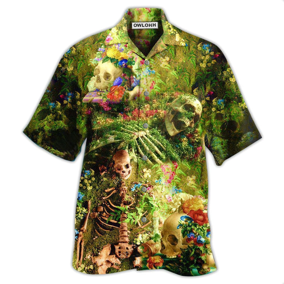 Hawaiian Shirt / Adults / S Skull Flower Skeleton Forever - Hawaiian Shirt - Owls Matrix LTD