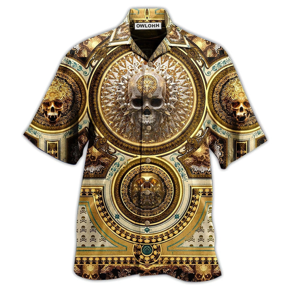 Hawaiian Shirt / Adults / S Skull Gold Luxury Style - Hawaiian Shirt - Owls Matrix LTD